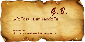 Géczy Barnabás névjegykártya
